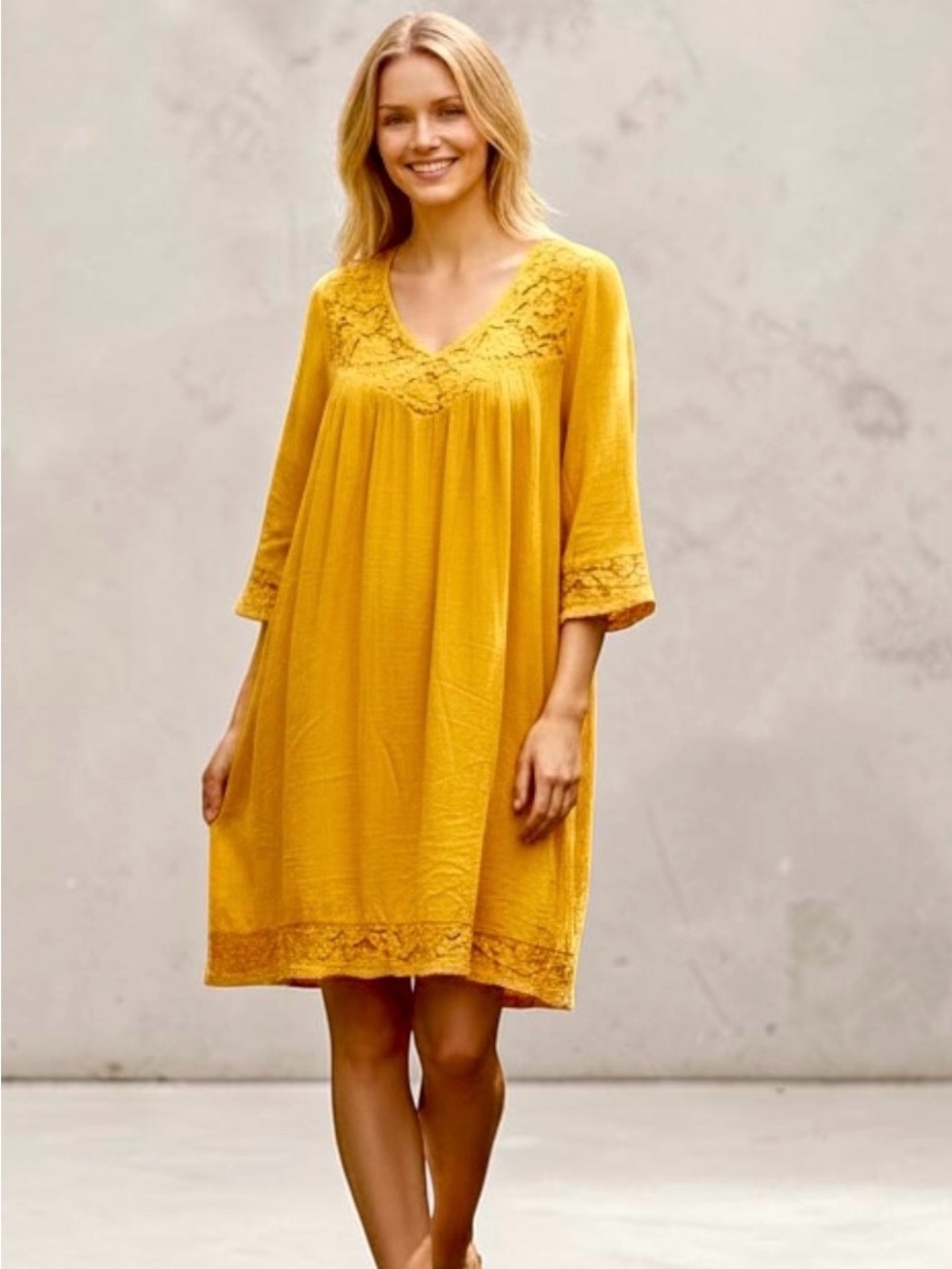 Sharagano Yellow Shift Dress, 1X/2X